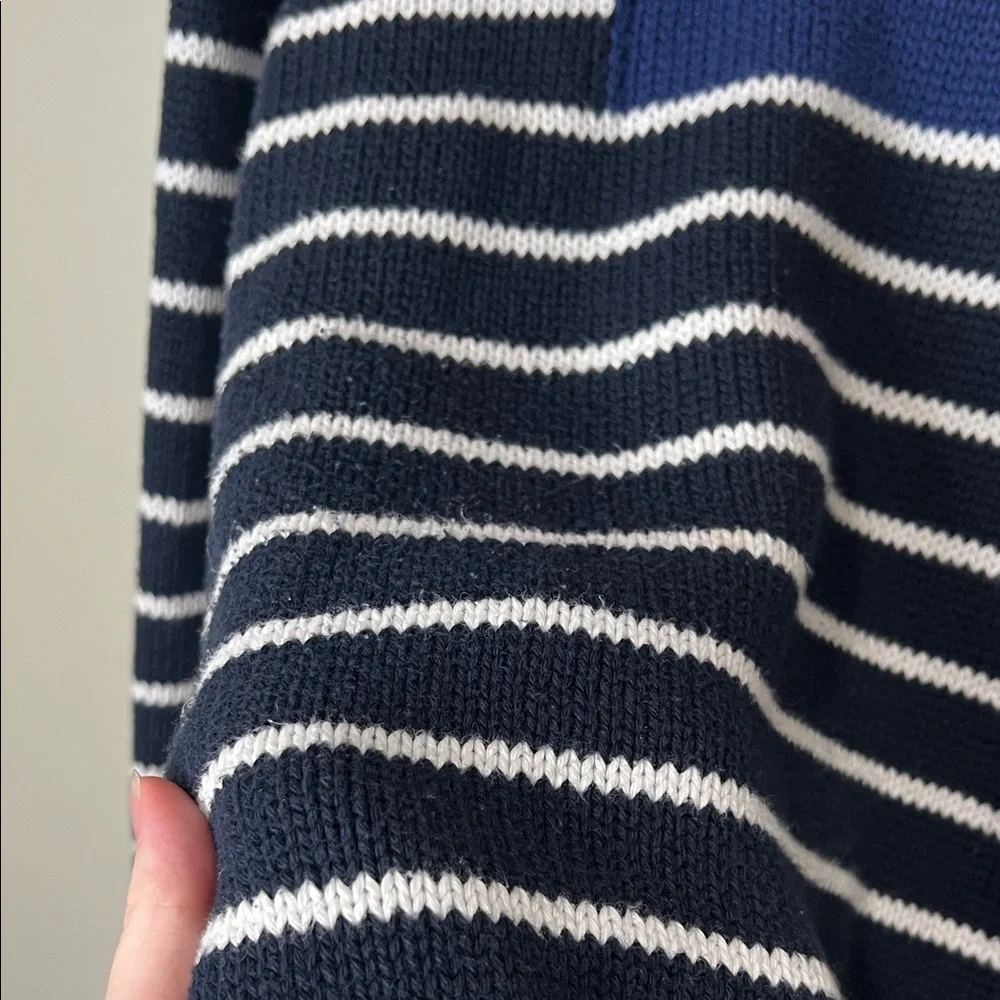 Tommy Hilfiger Logo Intarsia Stripe Sweater Men's Medium Navy and White